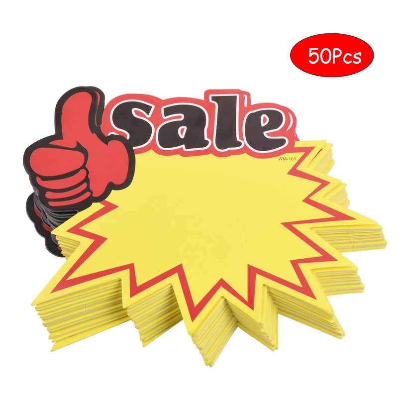 Bluecell World 50pcs Blank Sales Promotion Retail Sale Signs with Bright Display Tags for Store Shop Fundraiser (Sale-1) - Image 3